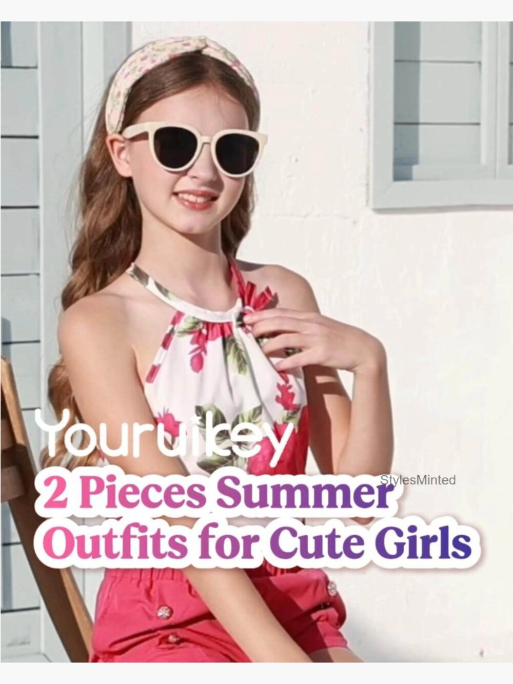 Kids Floral Crop Top & Shorts Set 2 Piece Summer Outfit Size 8-12 - Picture 6 of 7
